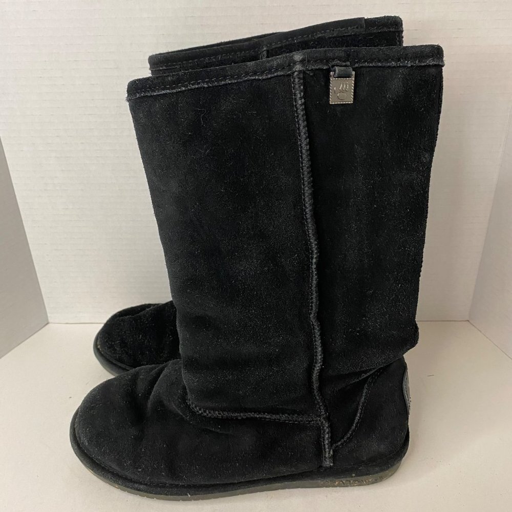 Bearpaw Bianca tall suede sheepskin wool boots black winter warm outdoor women 8